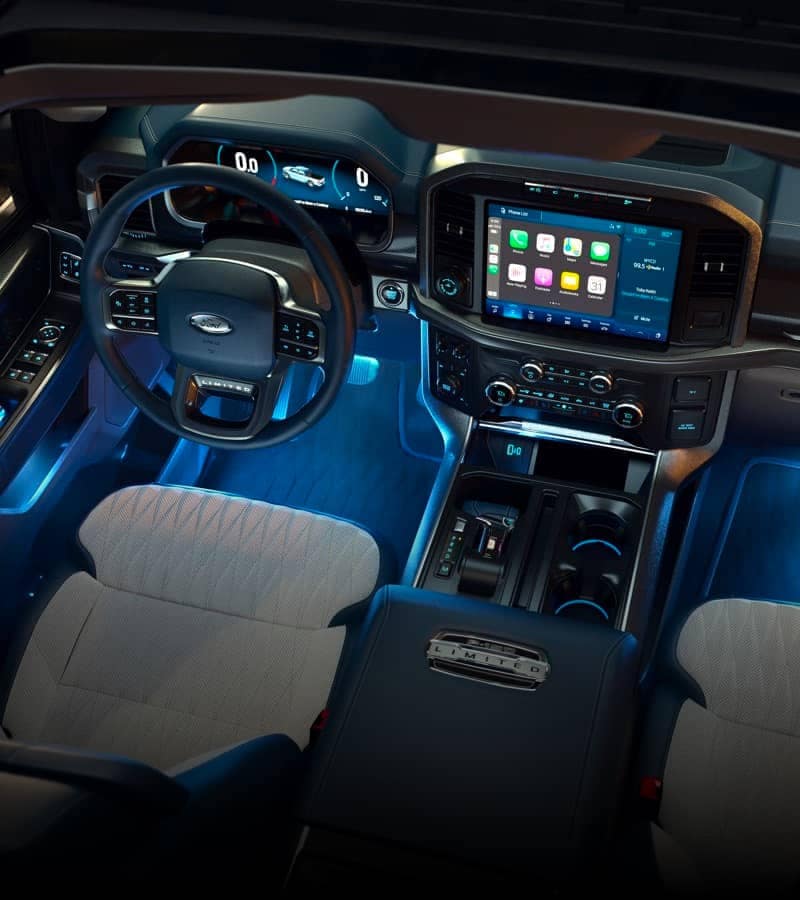 Interior view of Ford vehicle highlighting dashboard and media console