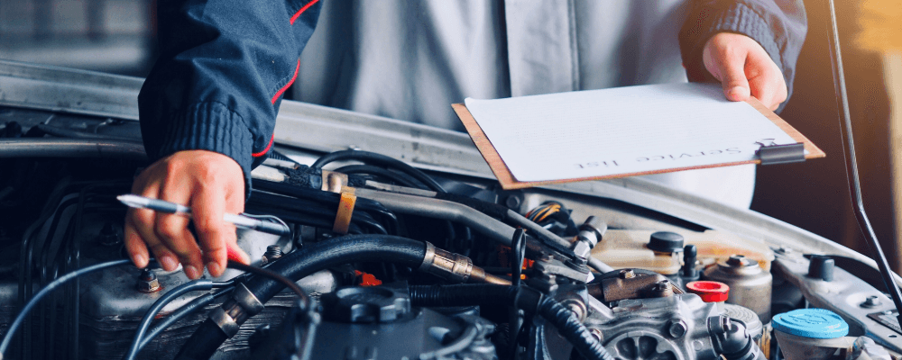A close-up of a car engine