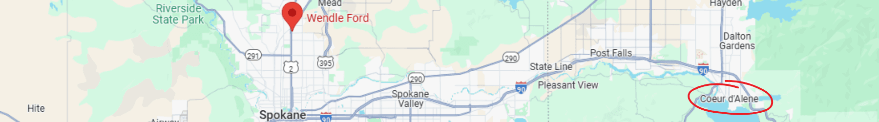 A map of Spokane and Coeur d’Alene