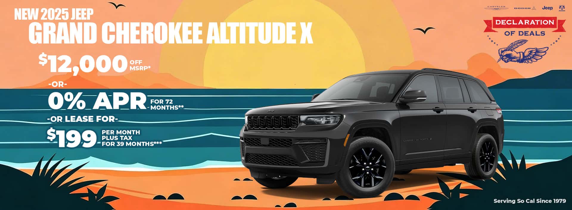 New 2025 Jeep GRAND CHEROKEE ALTITUDE X $12,000 OFF MSRP* -OR- 0% APR FOR 60 MONTHS** -OR- LEASE FOR $199 PER MONTH plus tax for 24 months***