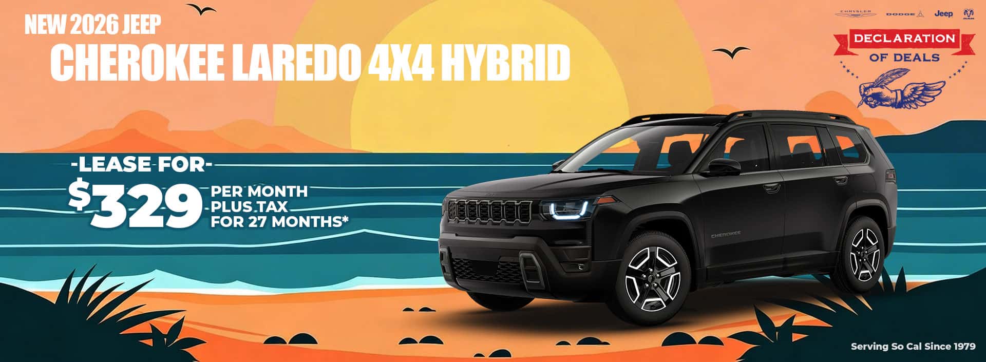 New 2026 Jeep CHEROKEE LAREDO 4X4 HYBRID 39 MPG / CITY LEASE FOR $329 PER MONTH plus tax for 27 months*