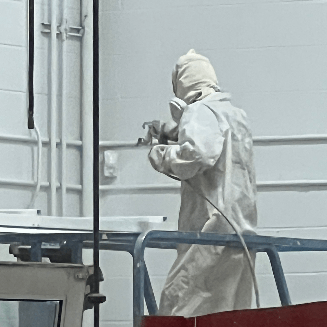 Painting the 40+ bay service department