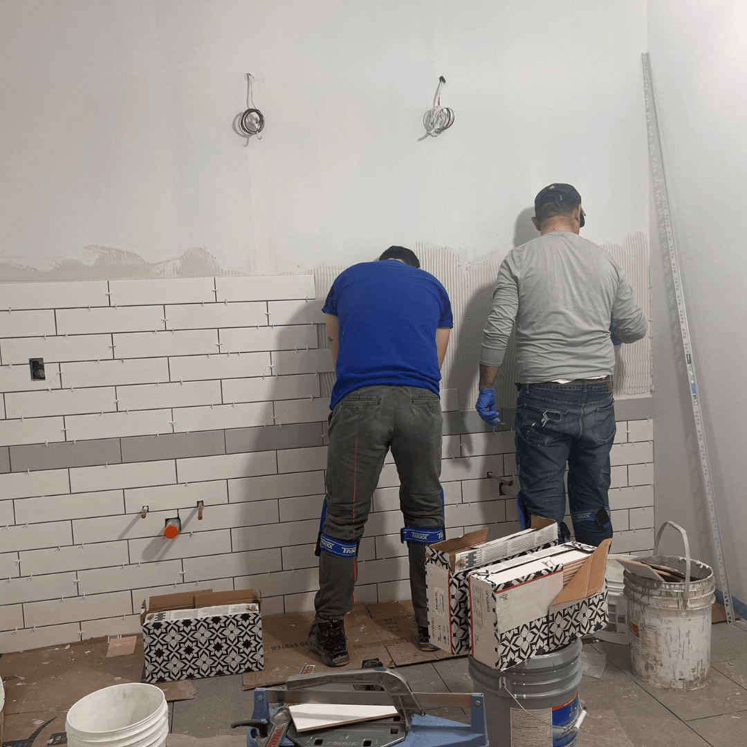 Tiling in the bathrooms