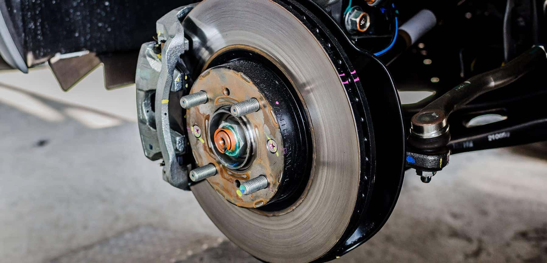Close up view of brake rotors