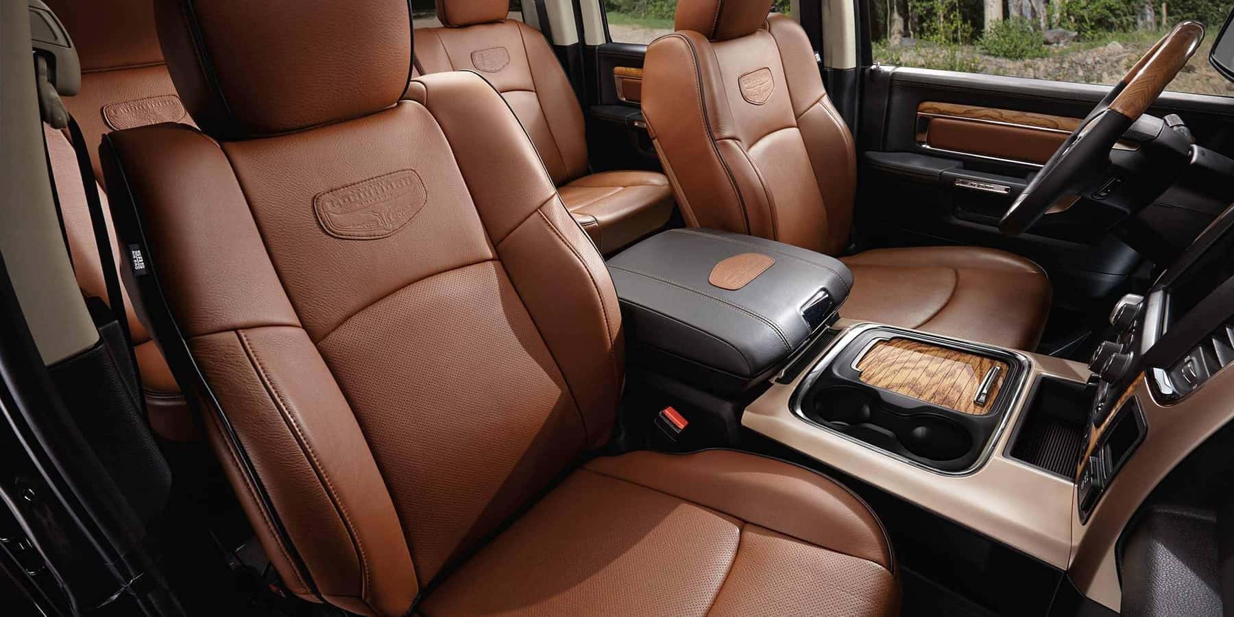 Genuine Leather Center Console Lid Cover For Dodge Ram 1500 Limited Longhorn (2014-15) Dark Brown