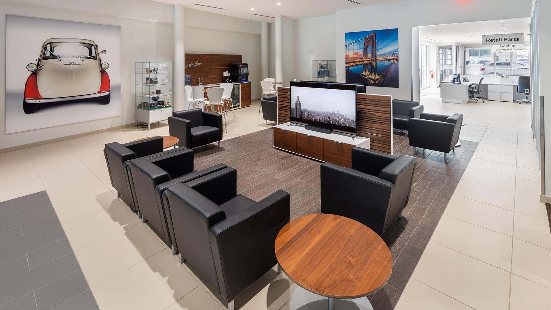 interior view of Wide World BMW waiting area