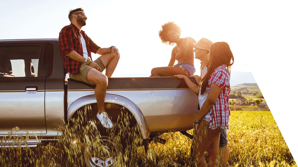 People in Truck bed