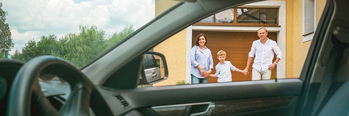 Family walking to vehicle
