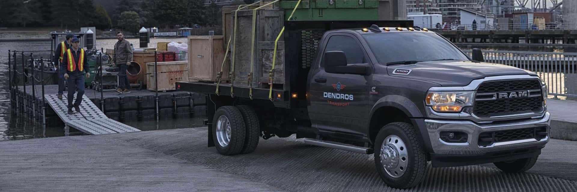 2024-Ram-Chassis-Cab-with-flatbed-full-of-construction-supplies