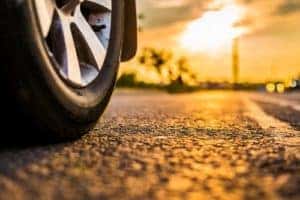 Car Tire on Road