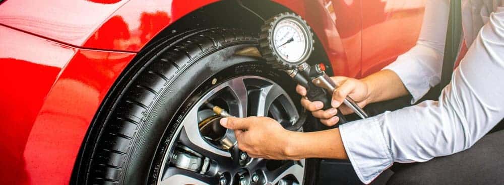 checking tire pressure