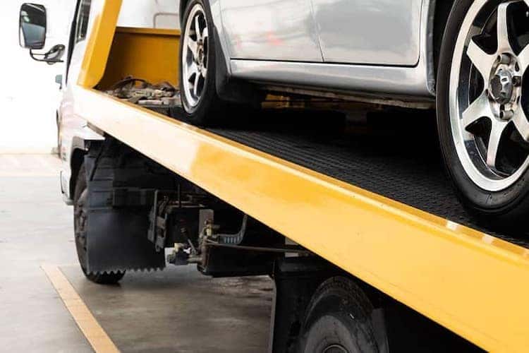 Car being towed