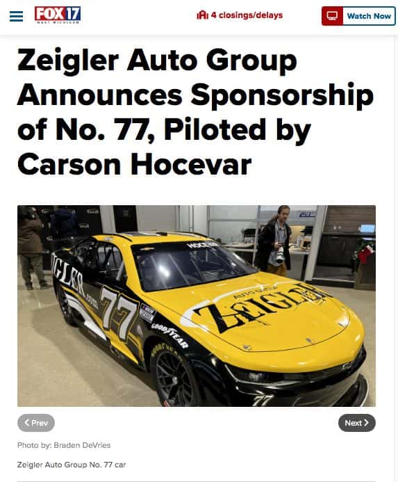 Fox-17-Zeigler-Auto-Group-Announces-Sponsorship-of-No.-77-Pilotedby-Carson-Hocevar